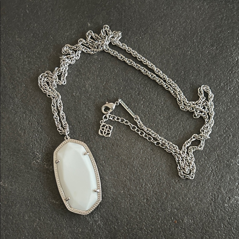 Kendra Scott: Silver White Stone Pendant Necklace - Women Jewelry